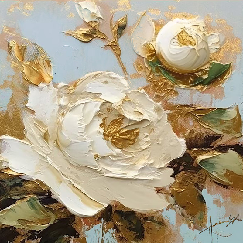 Impression sur toile Elegant White Rose, H 40 po x l 40 po x P 1,5 po