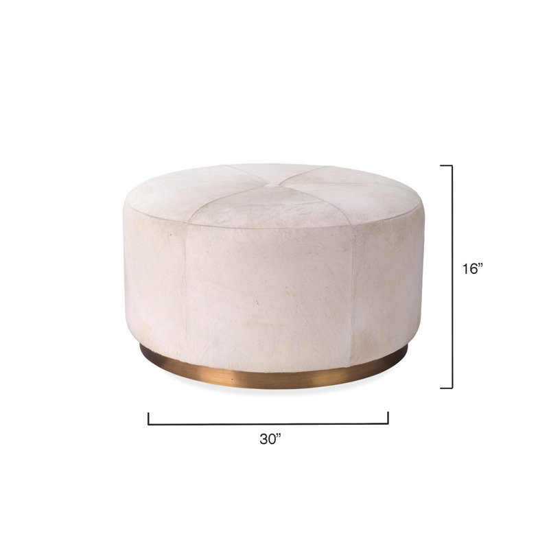 Thackeray Round Pouf, White