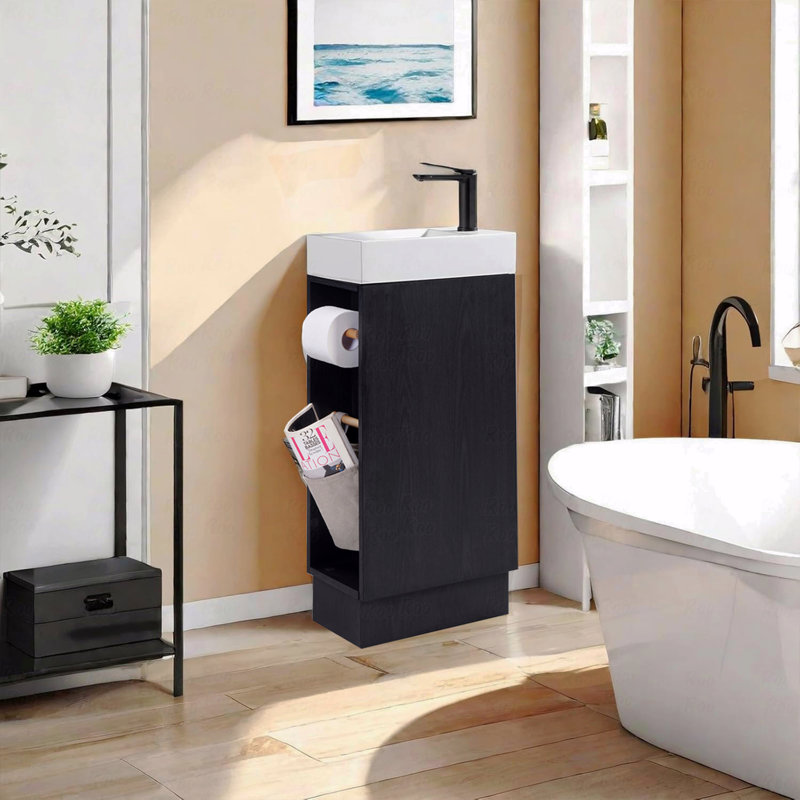 16 " Bathroom Vanity Sink Combo, Black