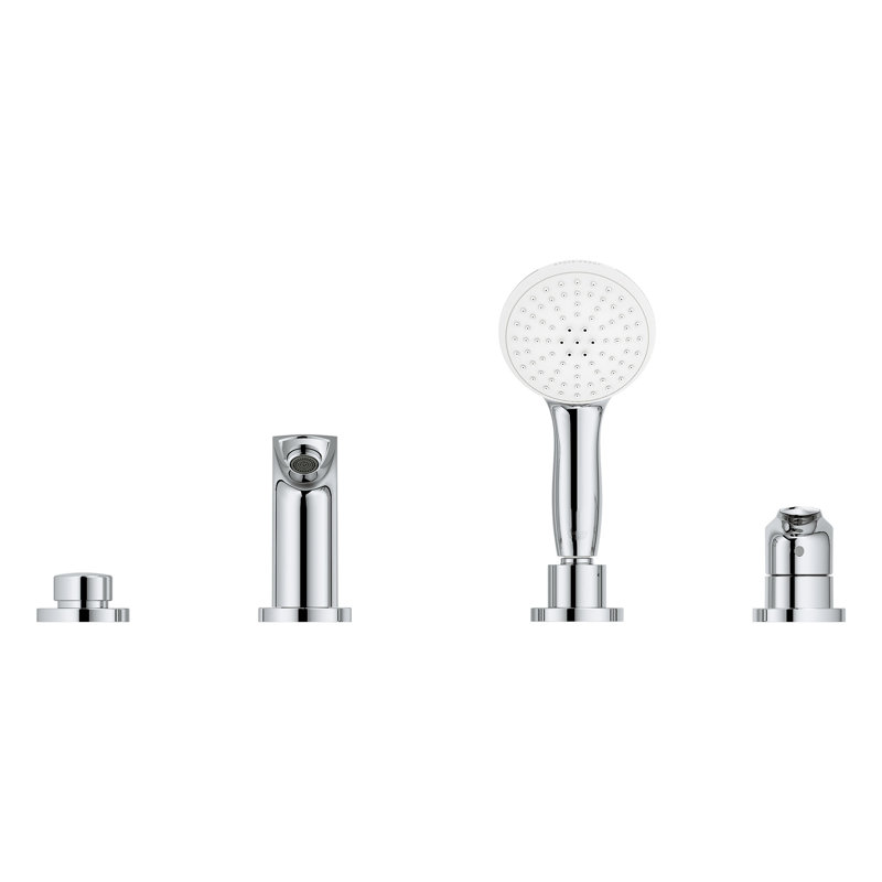 Eurosmart 4-Hole Roman Tub Faucet with Hand Shower, Chrome