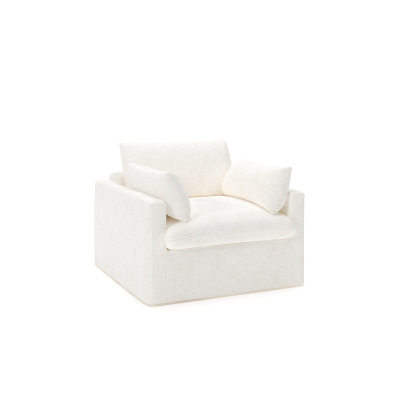 Luna Slipcovered Chair and a Half, Bevin Natural Linen Blend