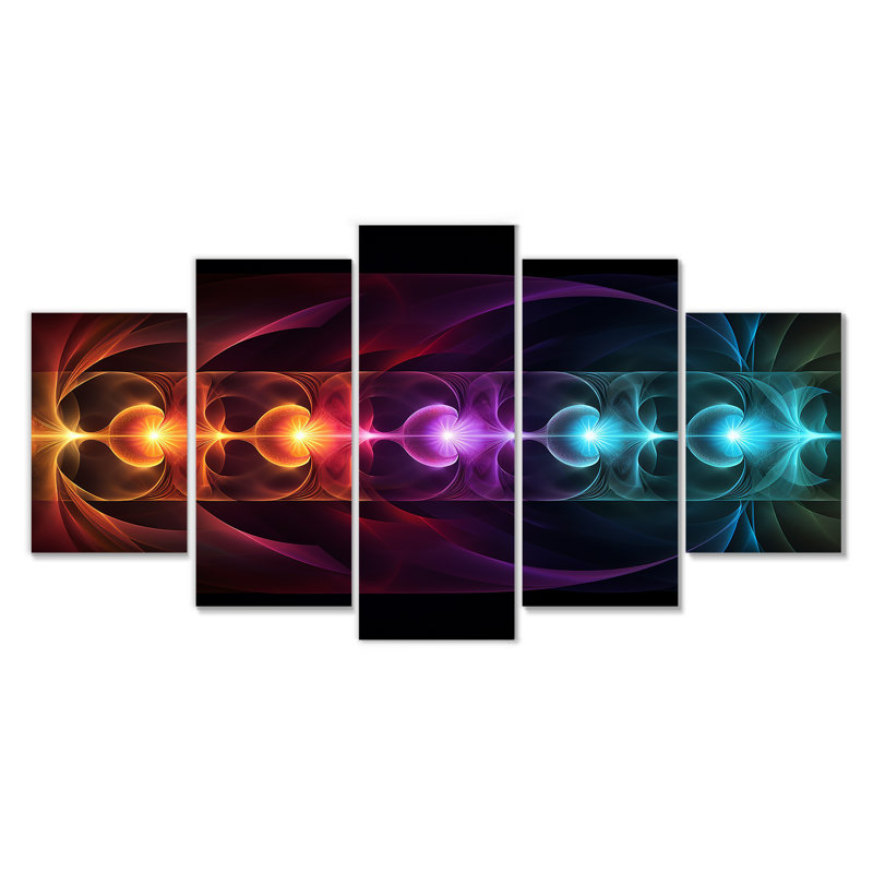 Chakra, premier mouvement méditation - art mural géométrique 5 pièces