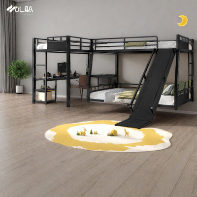 Lits multifonctionnels avec rangement, lit superposé moderne en MDF en métal pour la maison