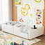 Lit plateforme simple tapissier avec garde-corps et charge - blanc