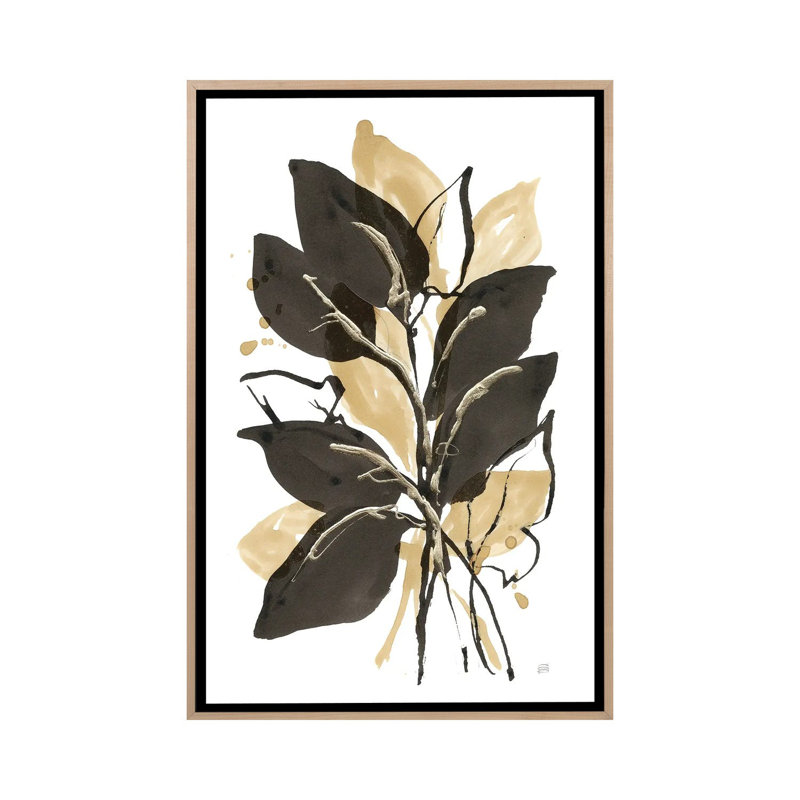 Natural Leaves II, Natural Wood Floater Framed Canvas, 48" H x 32" W x 1.5" D