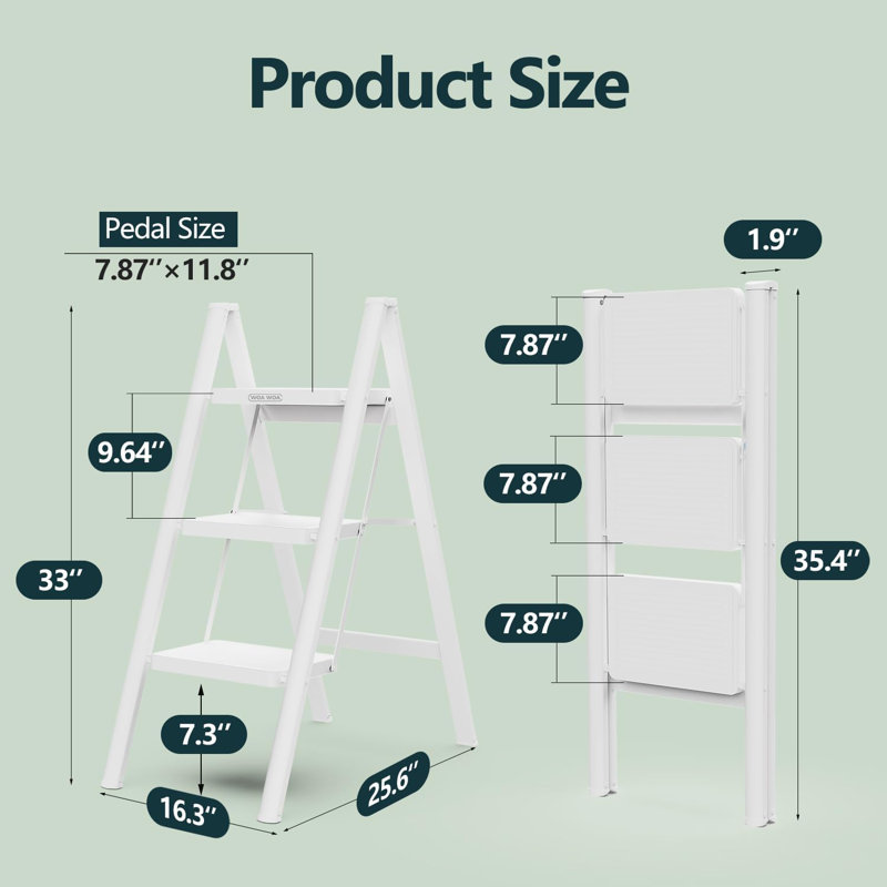 Escabeau pliable avec pédales larges