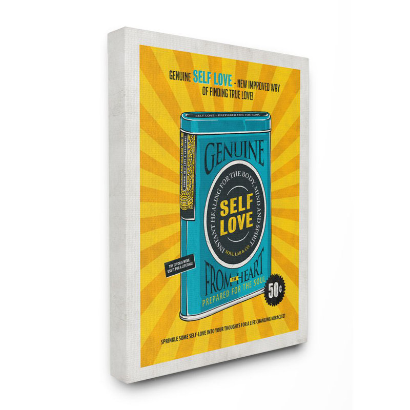 «True Self Love Vintage Comic Book Blue Yellow Design» par Ester Kay, impression sur toile, Toile tendue