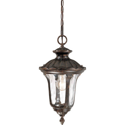 Lanterne suspendue d'extérieur en bronze 1 lumière avec verre d'eau Tavira