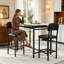 Ensemble de table et chaises de salle à manger modernes pour 2 personnes, fini en marbre, avec 2 chaises rembourrées. Parfait pour un coin repas, une salle à manger ou un bar. Style rustique noir.-898203937