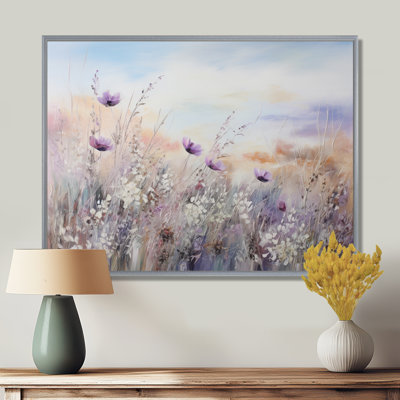 Minimal Purple Herbs Country Charm - Flowers Framed Canvas Print