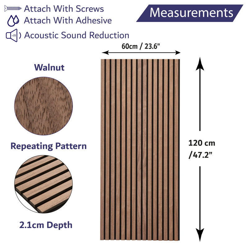 Ensor Wall Paneling, 120cm x 60cm, Walnut