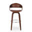  Tabouret de bar Mid-Century moderne en bois cintré avec siège pivotant en similicuir et repose-pieds chromé, brun
