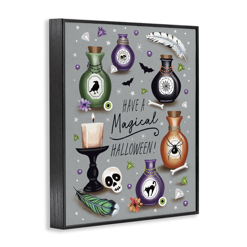 Magie d'Halloween en potion encadrée, design par Elizabeth Tyndall, H 20 po x l 16 po, Giclée encadrée noir minuit