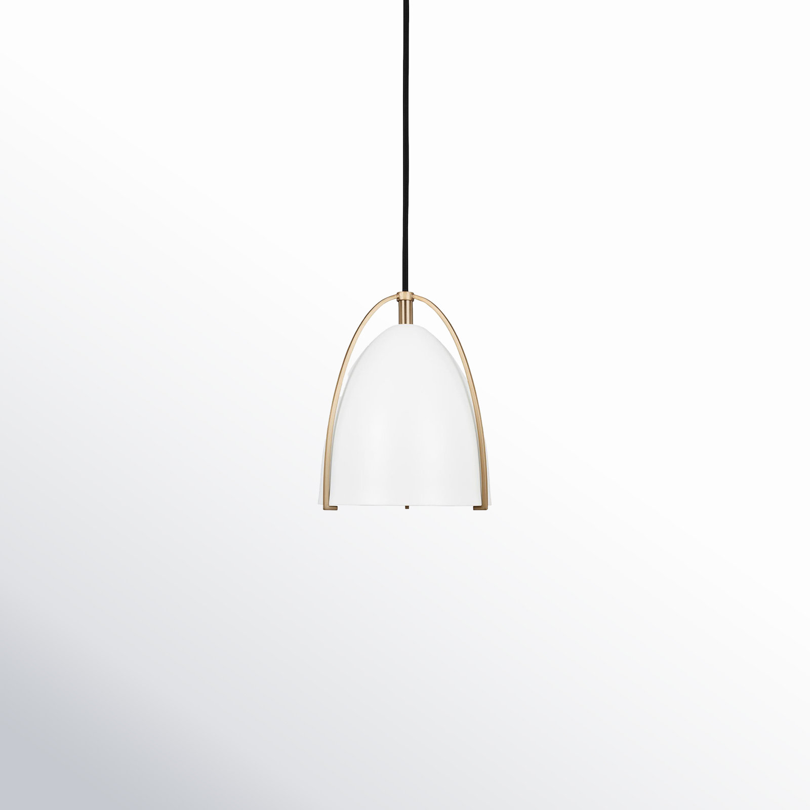 Nikki Single Light Metal Steel Dimmable Pendant, White, 7.5" H x 6.25" W x 6.25" W, Satin Brass