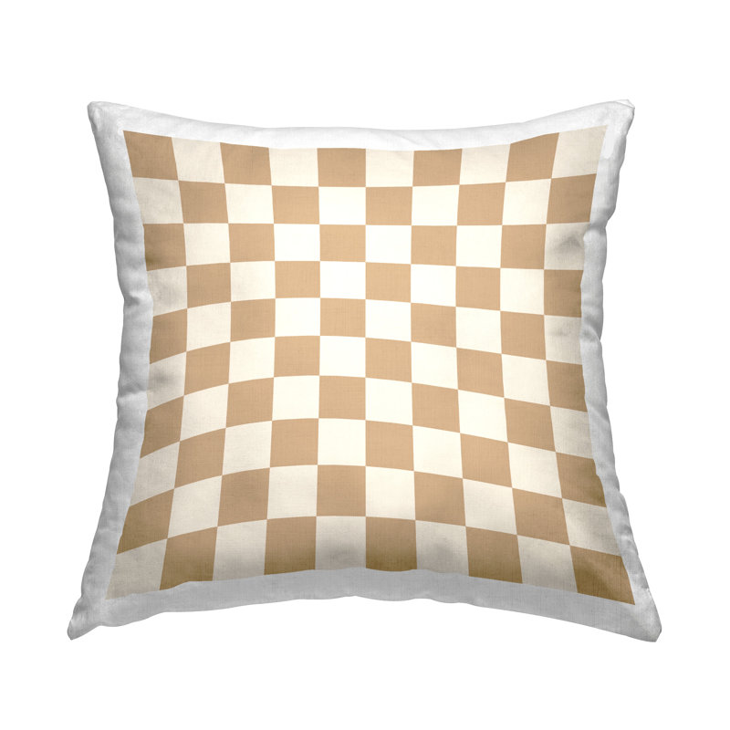 Coussin Victorian, H 18 po x l 18 po, Beige Checkered 3, Carrée