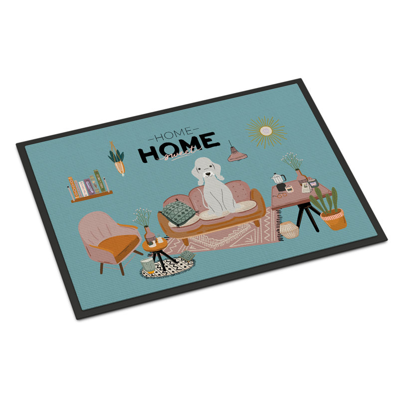 Tapis d'entrée antidérapant Guerline L 27 po x l 18 po, Bedlington terrier bleu