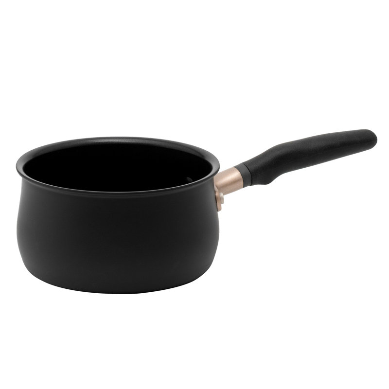Meyer Accent induction Hob Pan 16cm Saucepan - Stackable Saucepan, Anti Spill Shape, Black, Aluminium & Non Stick