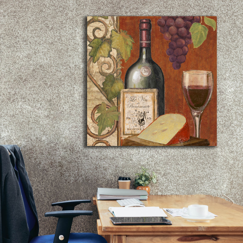 «Wine And Cheese Tustation 4» par Art Licensing Studio, art mural sur toile, H 37 po x l 37 po x P 1,5 po