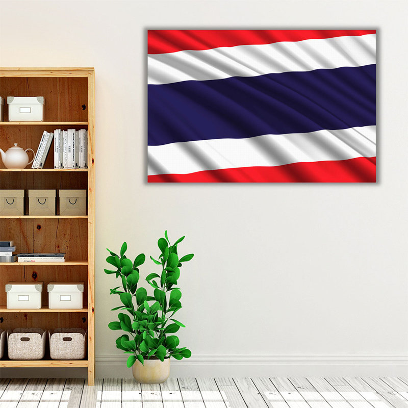 Drapeau de la Thaïlande flottant - reproduction d'art sur toile, H 20 po x l 30 po