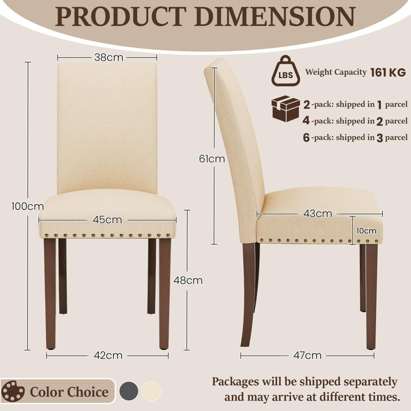 48cm H Dining Chair in Beige