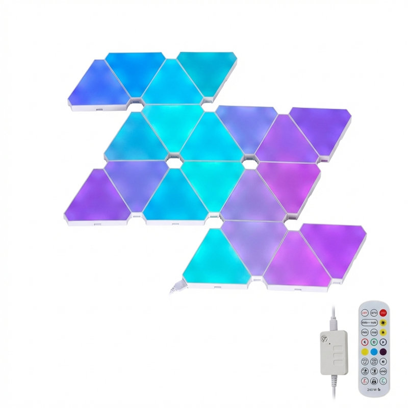 Ensemble de 10 panneaux lumineux triangulaires; Lampes murales intelligentes compatibles avec une application et une télécommande