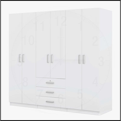 Stylish 6-Doors Wooden Wardrobe For Bedroom Organization And Space Enhancement by Latitude Run