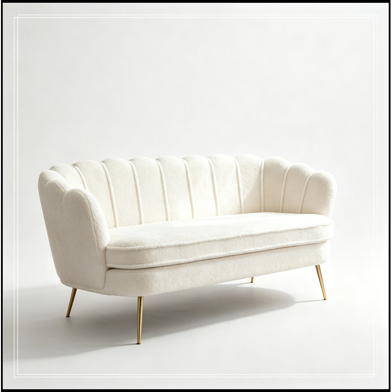 Causeuse avec pieds robustes en métal, Beige