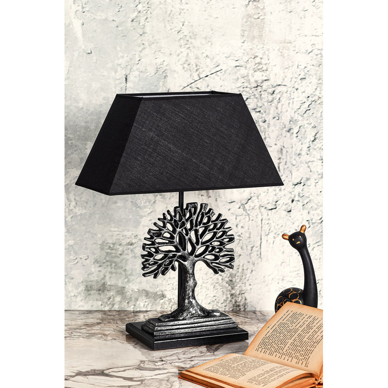 Lampe de table en métal Adrain, Argent / noir, Noir