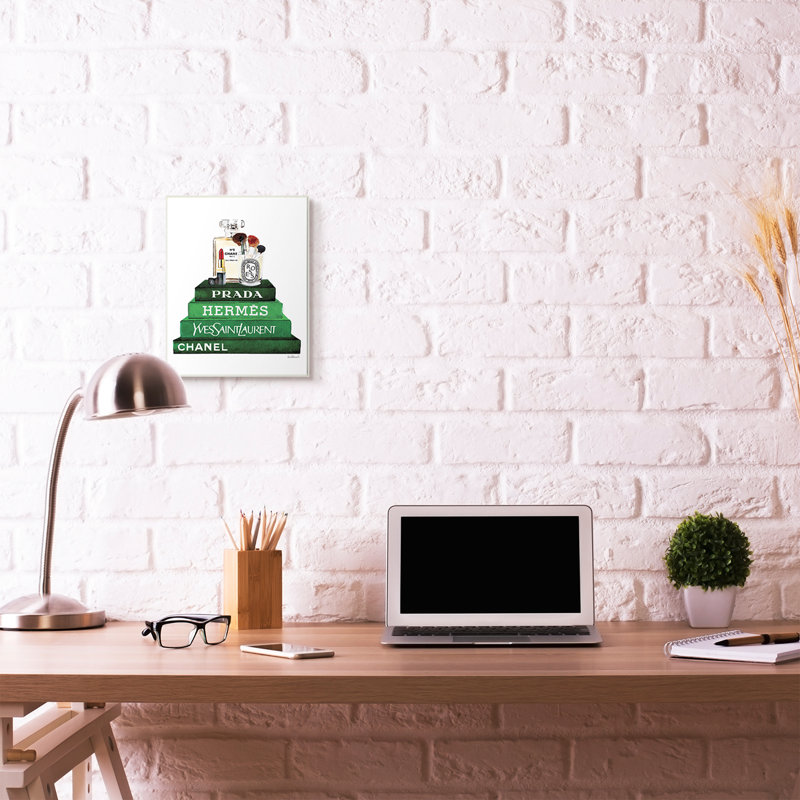 «Fashion Designer Makook Bookstack Green», impression, Plaque murale, H 15 po x l 10 po