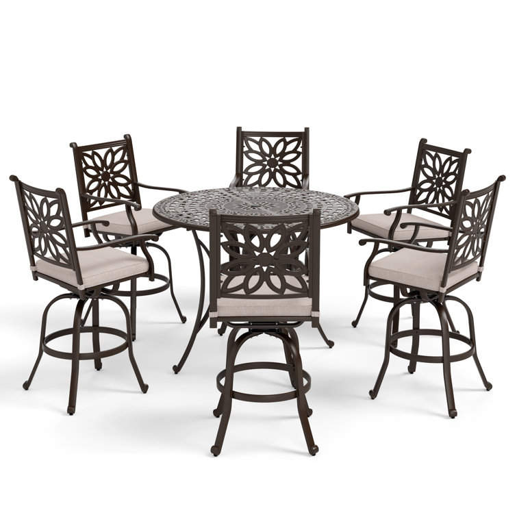 Alexamarie 6 - Person Round Outdoor Dining Set with Cushions
