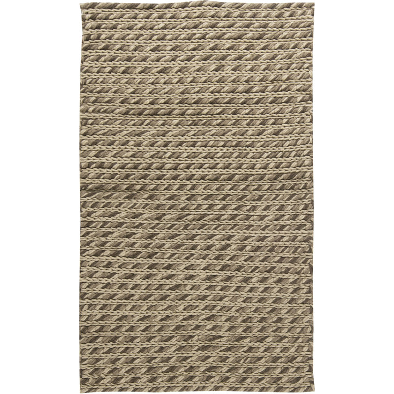Tapis rayé en laine fabriqué à la main 4 pi 9 po x 8 pi Modern