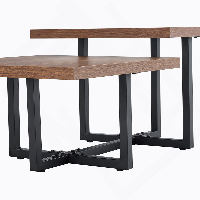Perfectly Integrating Modern and Scandinavian Styles-Dark Walnut Double-Deck Coffee Table, Dimensions 47*23.5*18.