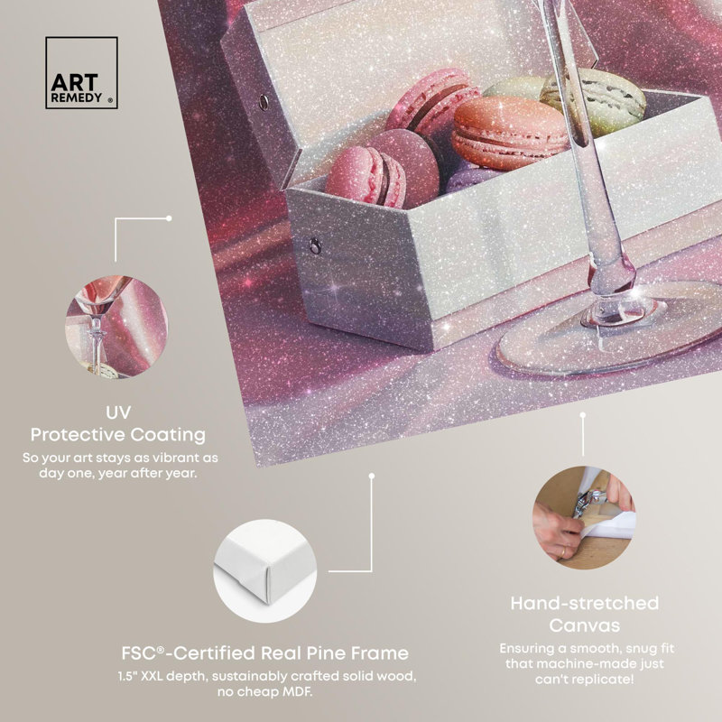 Art sur toile Macarons and Drink, H 24 po x l 24 po, Toile tendue