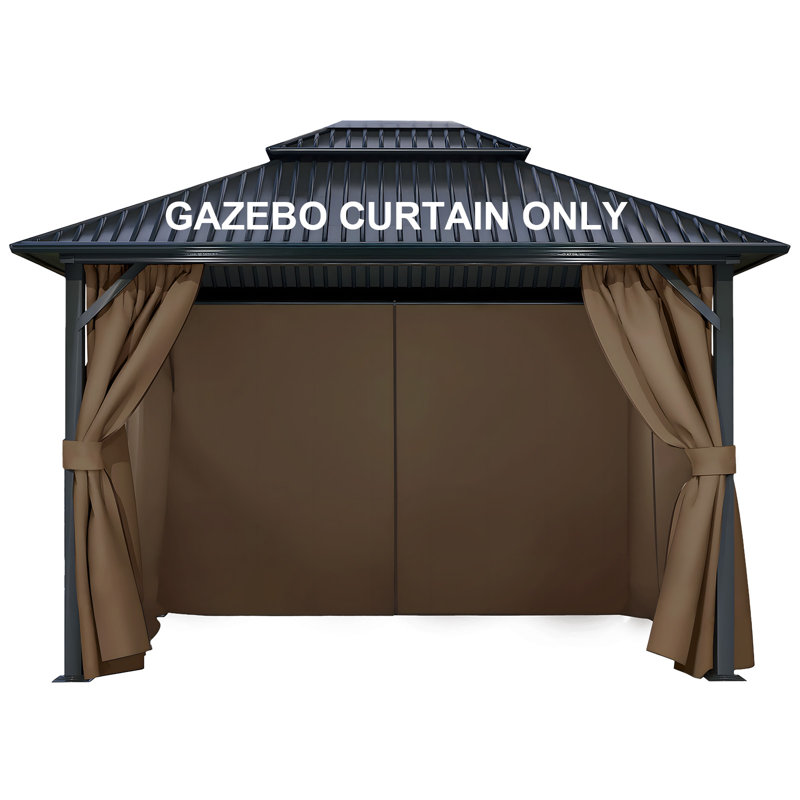 4-Panel Outdoor Gazebo Curtains, 82.7" H x 120" W156" D, Brown