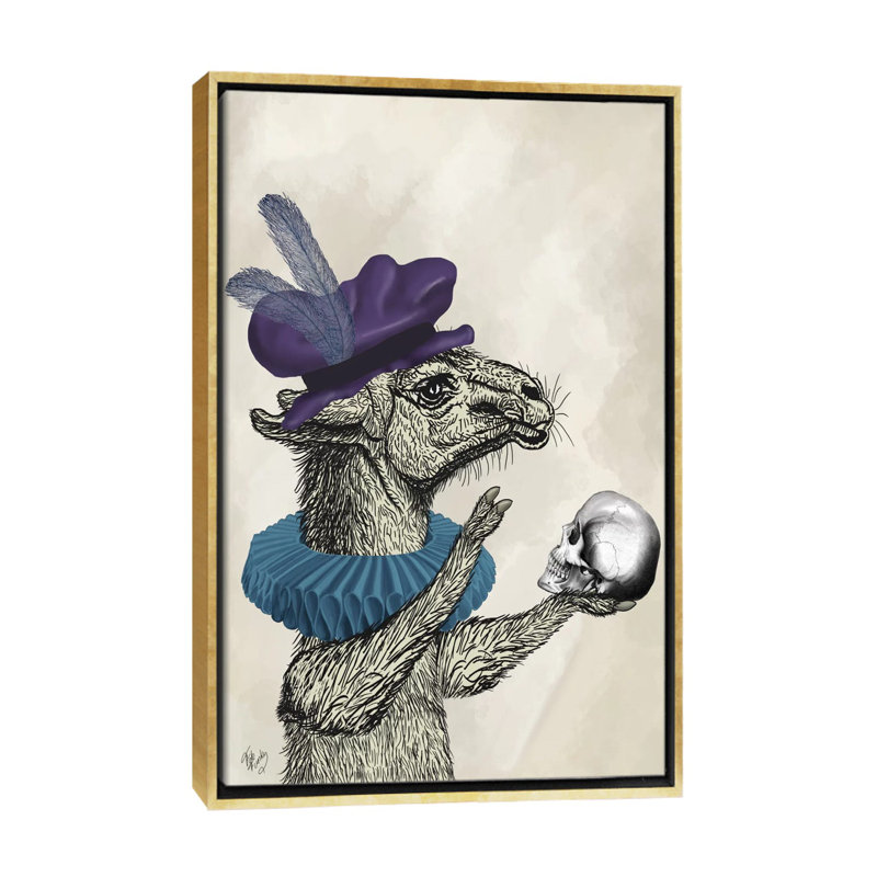«Drama Llama» par Fab Funky - impression d'art graphique, Toile encadrée d'or, Aucun mat, H 40 po x l 26 po x P 1,5 po