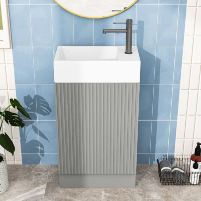 Meuble-lavabo en bois et tablette en céramique