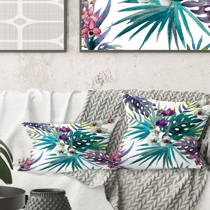 Retro Floral Botanical Design II - Coussin décoratif imprimé Mid-Century, 18 po x 18 po