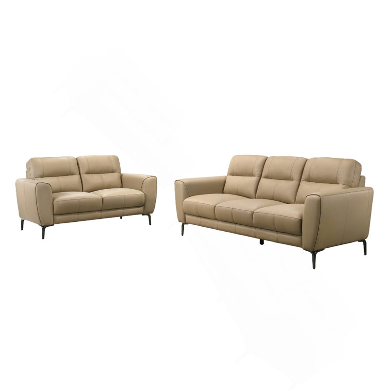 Ensemble de canapés et de causeuses en cuir Taupe, Taupe
