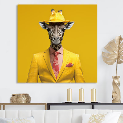 Yellow Suited Up Giraffe  II - Giraffe Animal Wall Art