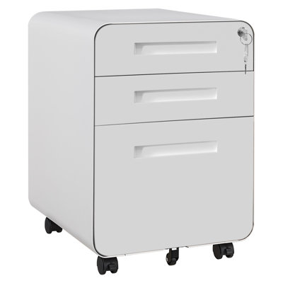 Metal Filing Cabinet with Lock, 3 Drawer Filing Cabinet with Wheels, Mobile Filing Cabinets