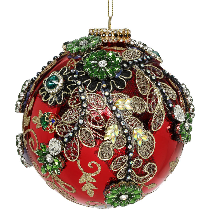 Ornement en forme de boule Kings, rouge, 5 pouces