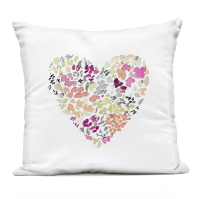 Pastel Blooming Heart Outdoor Printed Pillow, design by Lanie Loreth, 18 x 7 x 18