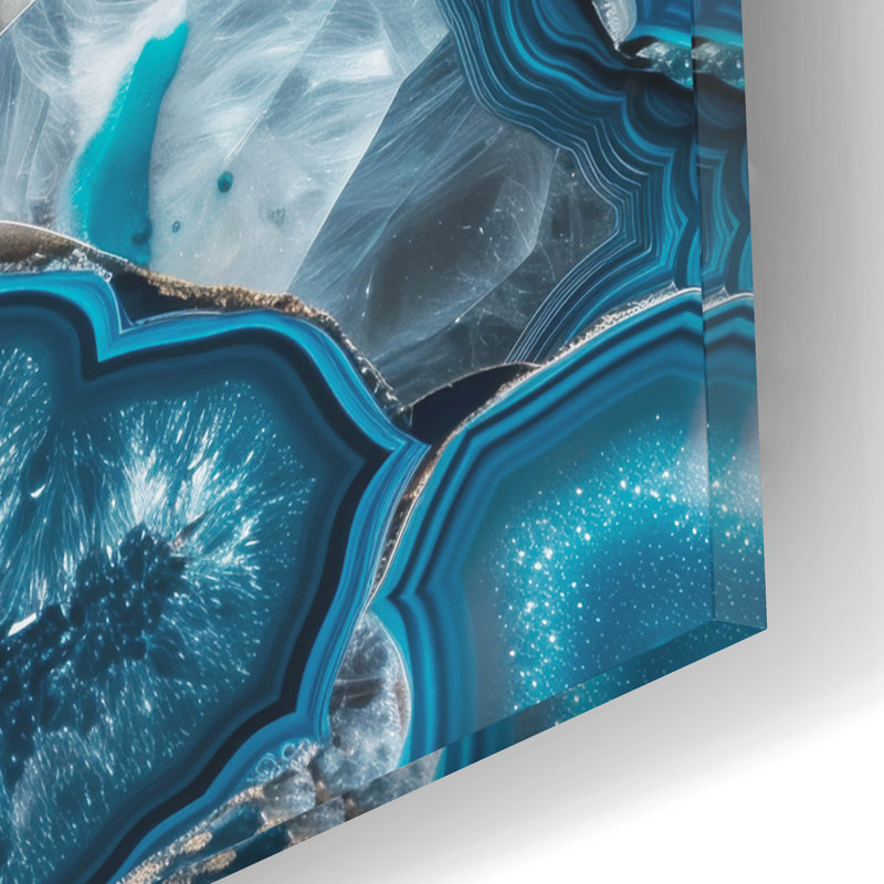  «Blue Mineral Mosaic» par Svetlana Aleynikova, art mural en verre acrylique, H 12 po x l 16 po x P 0,13 po