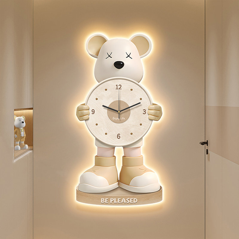 Horloge murale crème en forme d'ours, 39.37*78.74