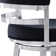 Deherrera Modern Swivel Counter or Bar Stool with Open Low Back and Footrest in Metal and Faux Leather