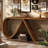 Solid Wood Console Table, 57" Long Farmhouse Entryway Table for Living Room, Hallway, Entrance, Foyer, Behind Couch, Walnut Brown