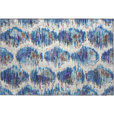 Premium Machine Washable Prisco Blue Rug