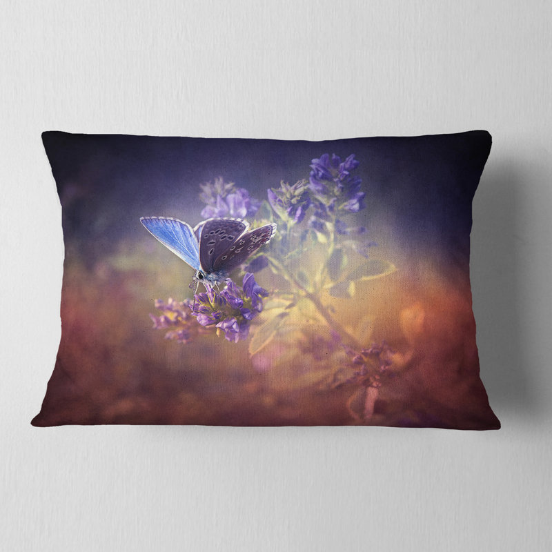 Coussin décoratif à imprimé floral Vintage Butterfly