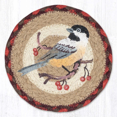 Grand sous-verre rond 7 pi x 7 po EarthRugs LC-417 Chickadee