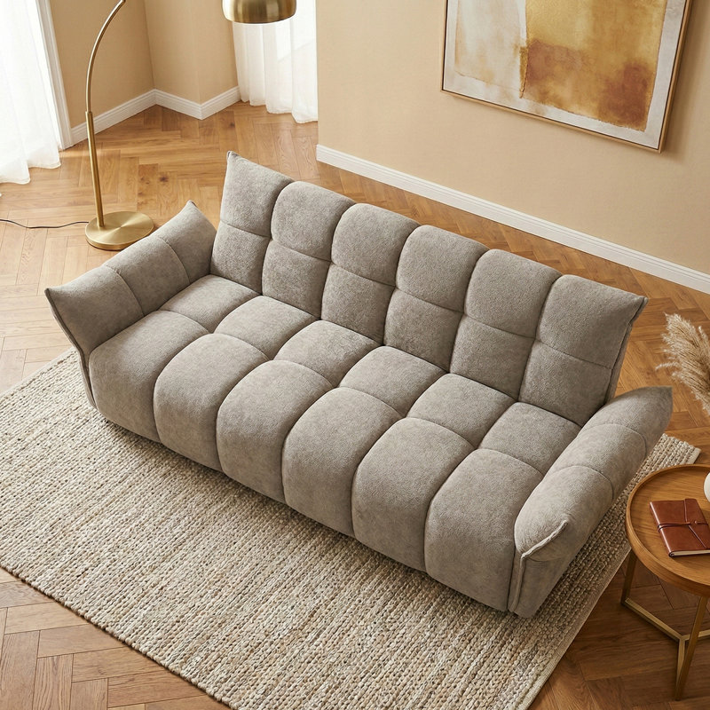3 Seater Boucle Sofa Bed, Light Gray
